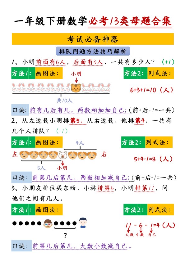 【2026春13页完整版】一年级下册数学必考13类母题合集.pdf