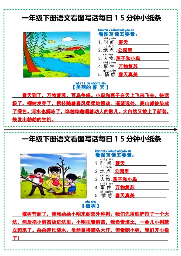 【2026春12页完整版】一年级下册语文看图写话.pdf-985文库