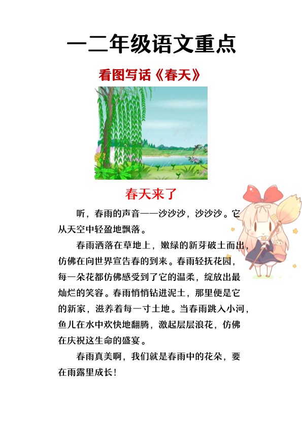 2026春新版一二年级看图写话 _ 关于春天的优秀范文.pdf-985文库