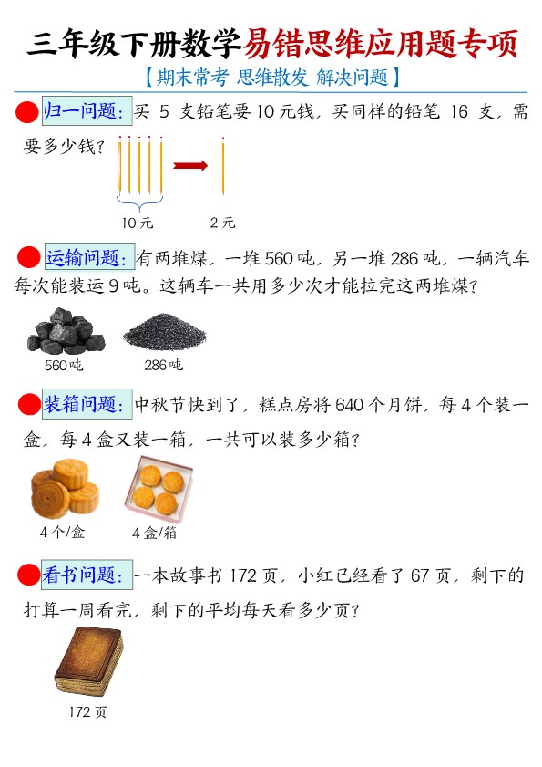 【2026春7页完整版】三年级下册数学【期末常考易错思维应用题母题-空白】.pdf-985文库