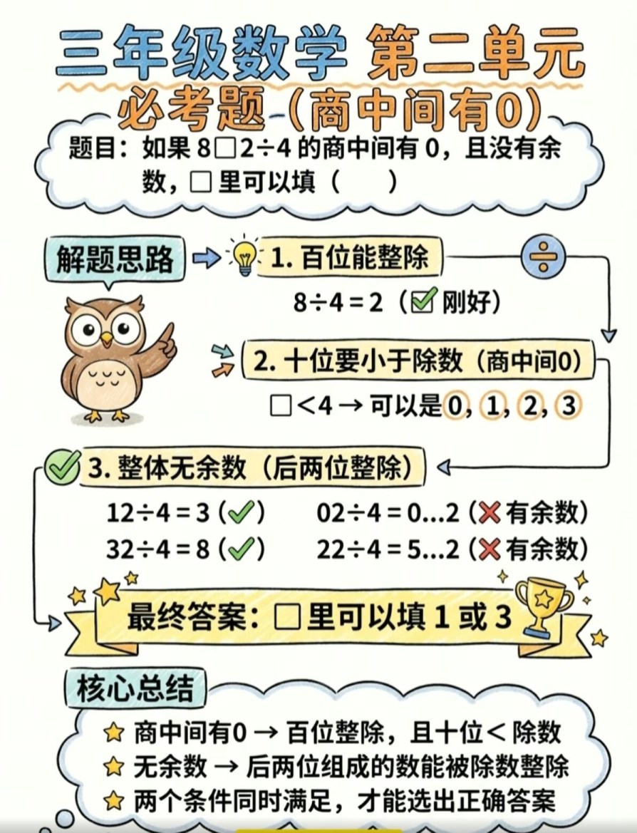 【2026春新版】三年级下册第二单元必考题商中间是0【高彩板】 人教版小学数学.pdf-985文库