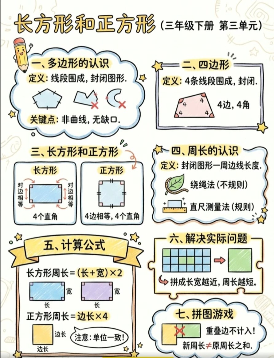 【2026春新版】三年级下册第三单元长方形和正方形【高彩板】 人教版小学数学.pdf-985文库