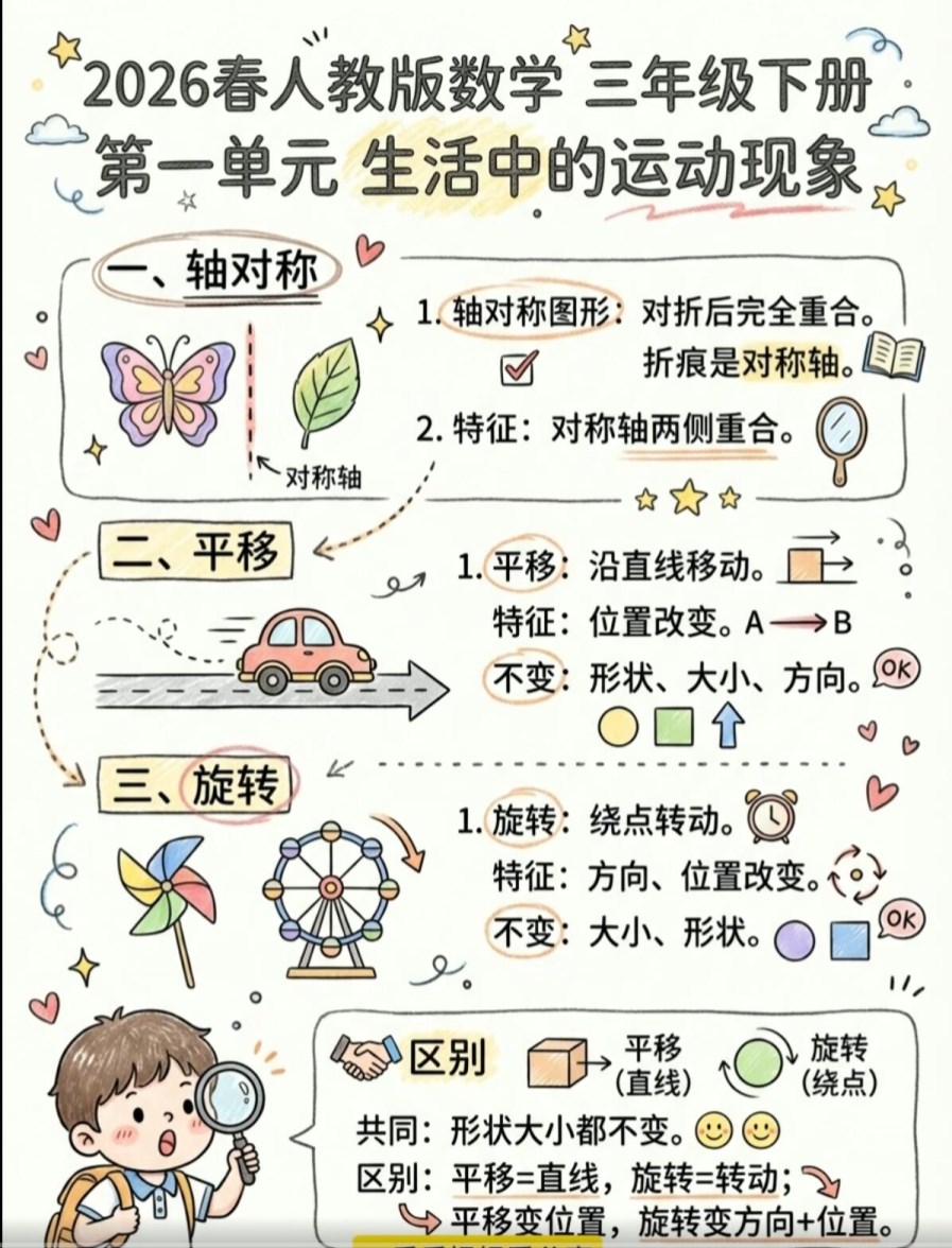 【2026春新版】三年级下册第一单元生活中运动现象【高彩板】 人教版小学数学.pdf-985文库