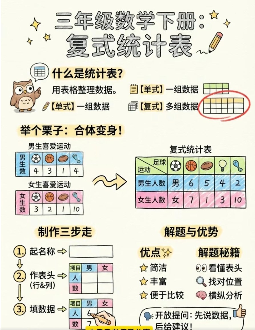 【2026春新版】三年级下册复式统计表【高彩板】.pdf-985文库