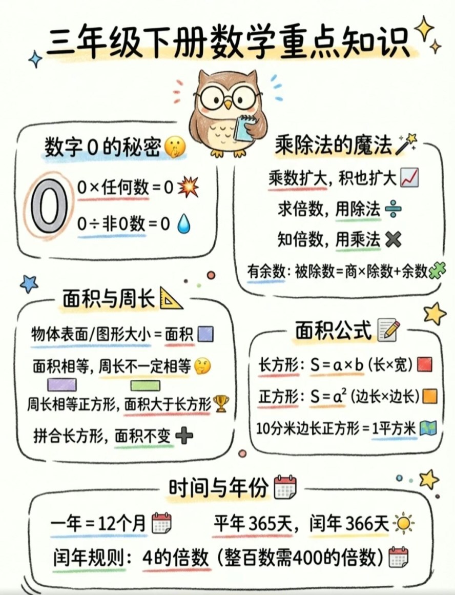 【2026春新版】三年级下册数学重点知识【高彩板】.pdf-985文库