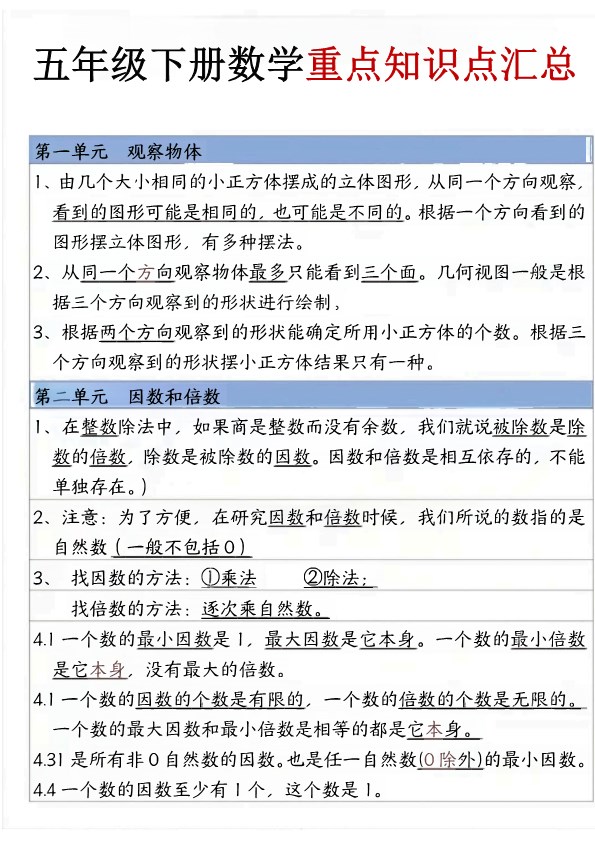 【2026春18页完整版】五年级下数学重点知识点汇总.pdf-985文库