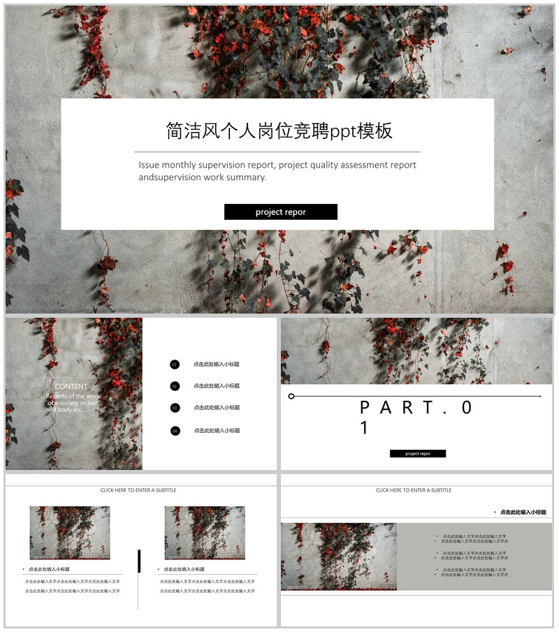 简洁风商务大气个人岗位竞聘简历PPT模板