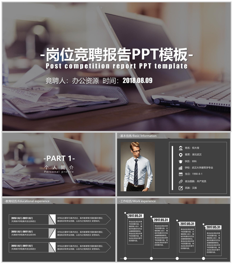 欧美岗位竞聘报告PPT模板
