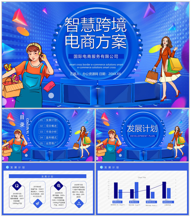 SOP跨境电商的进口模式分类物流海淘方案智慧跨境电商方案PPT模板