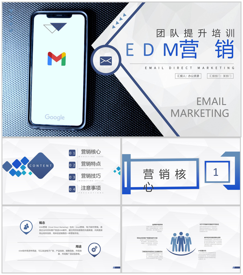 部门团队成员提升能力培训EDM营销策略专用PPT模板