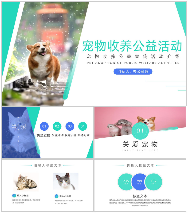 宠物收养公益活动策划方案步骤PPT模板