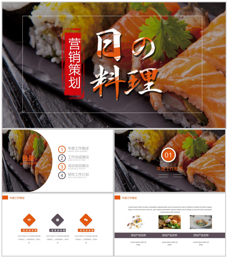 大气简洁日本料理宣传推广营销策划方案总结PPT模板