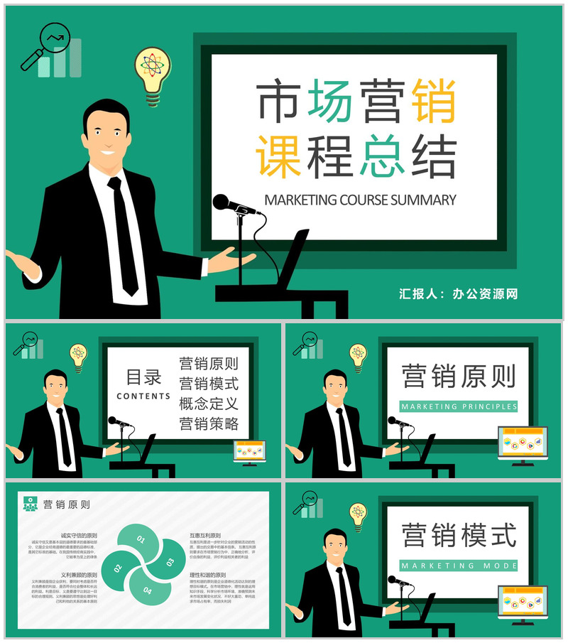 公司商业营销分析汇报演讲市场营销课程总结PPT模板