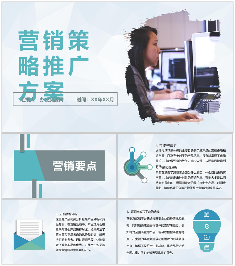 公司网络营销策略推广方案产品市场定位分析汇报PPT模板