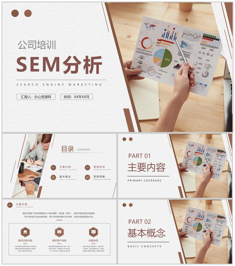 公司员工SEM分析培训课程搜索引擎营销技巧总结PPT模板