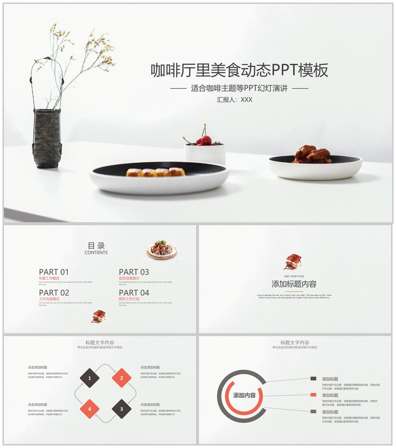 咖啡厅里的美食动态PPT模板