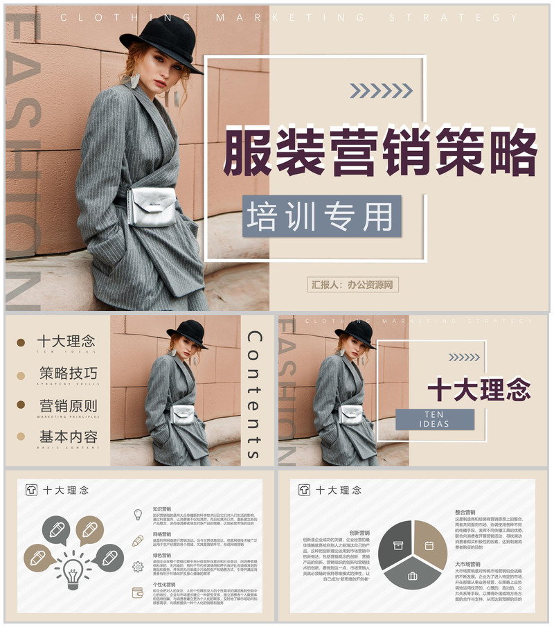 欧美时尚杂志风部门服装营销策划产品介绍工作总结PPT模板