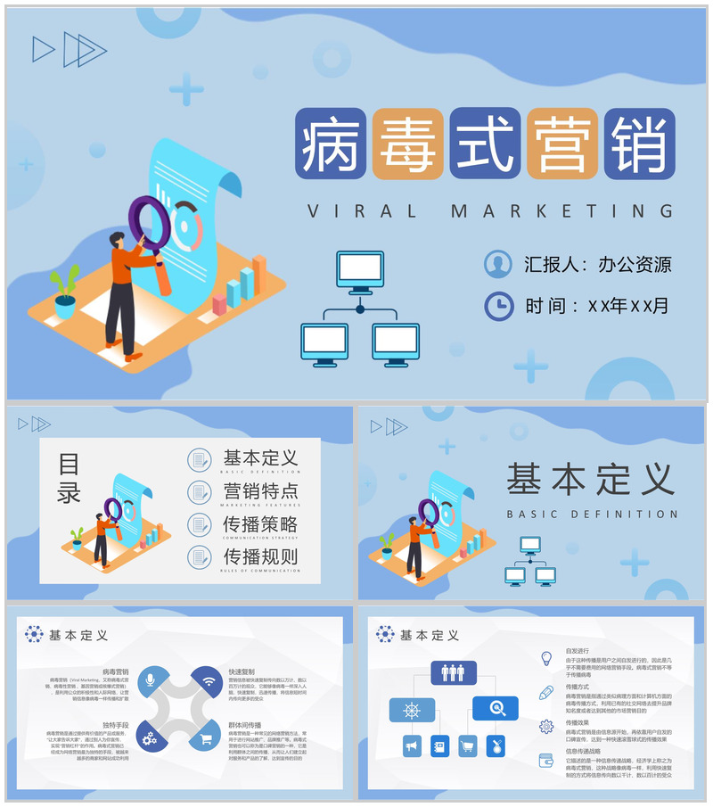 企业病毒式营销知识培训总结社会化营销计划方案PPT模板