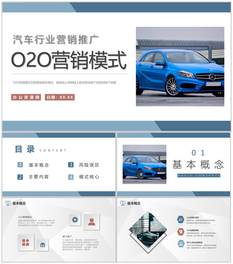 汽车行业O2O营销模式学习公司营销推广方案汇报PPT模板
