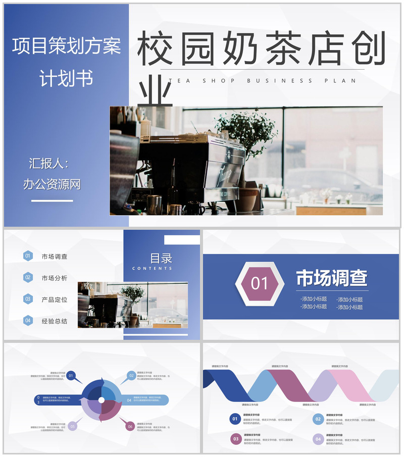 商务高校校园奶茶店开店大学生合作开店融资方案路演PPT模板