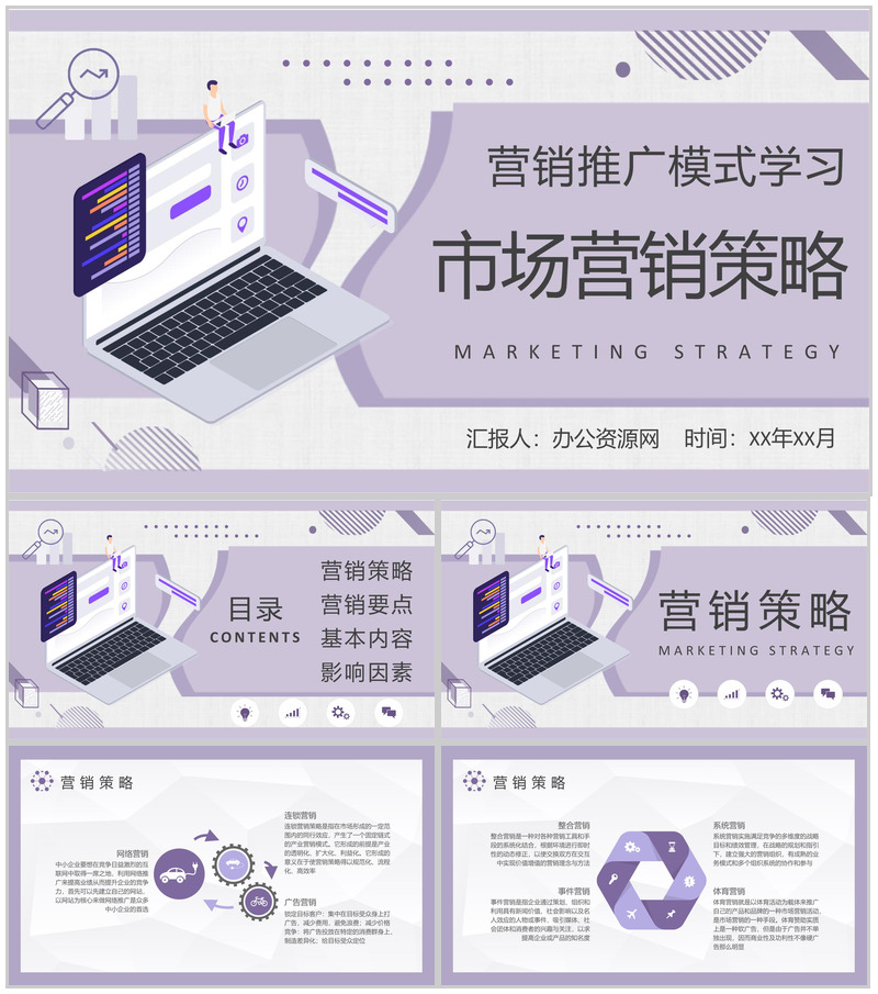 市场营销策略内容总结企业员工营销推广模式学习PPT模板