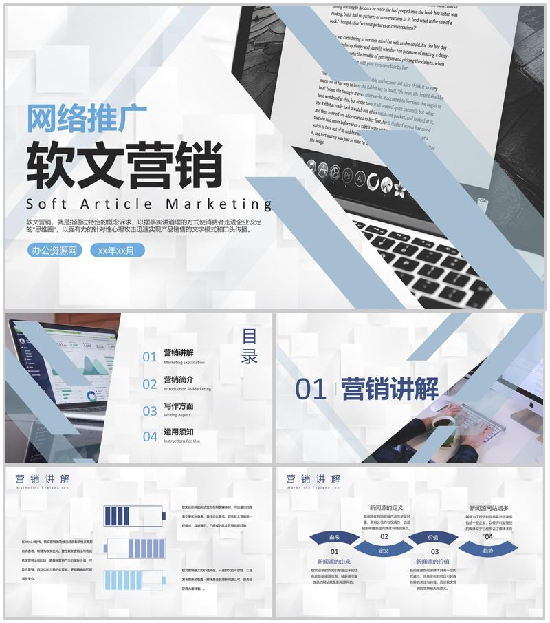 微信公众号网络营销软文及新媒体文案推广营销PPT模板