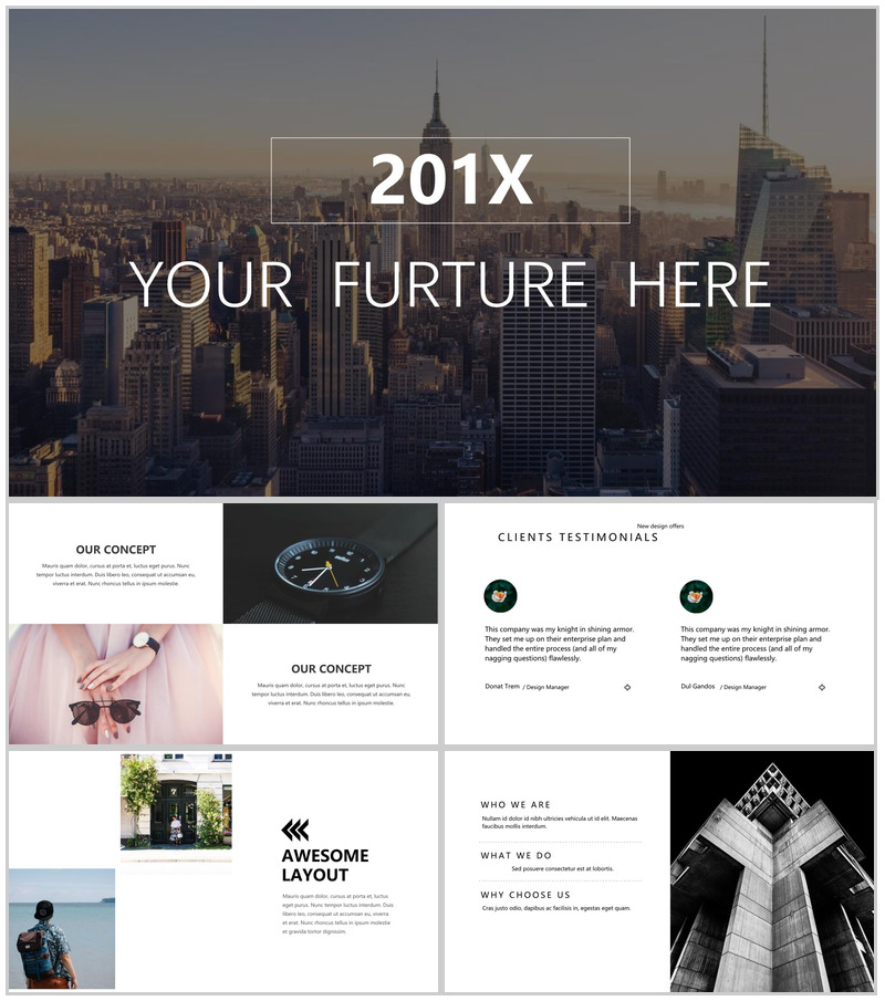 201X杂志风风景图工作汇报PPT模板