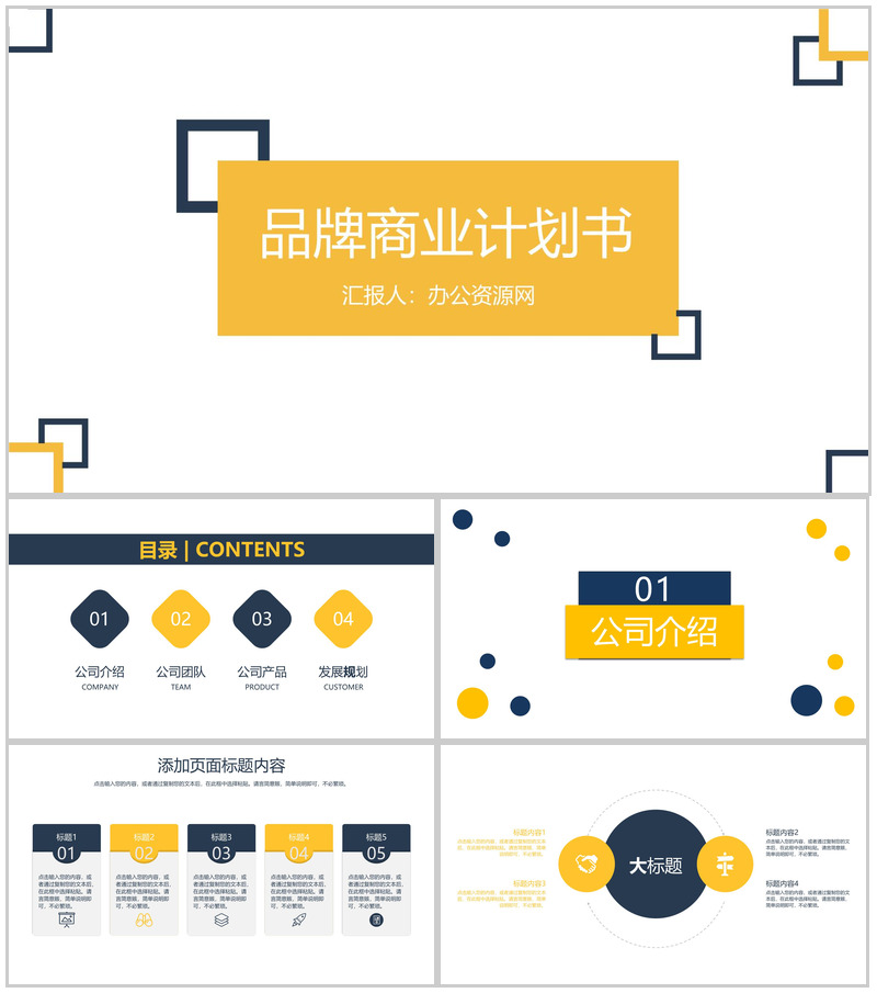 白色商务风格品牌商业计划书PPT模板
