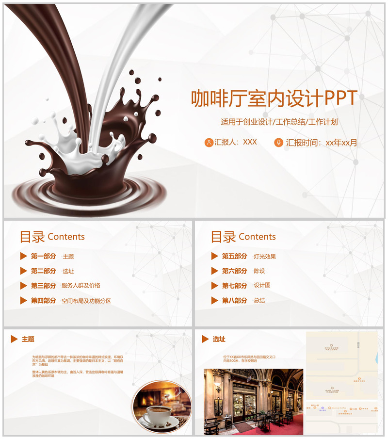 不同的品味相同的口味！XX咖啡厅创业室内设计PPT模板