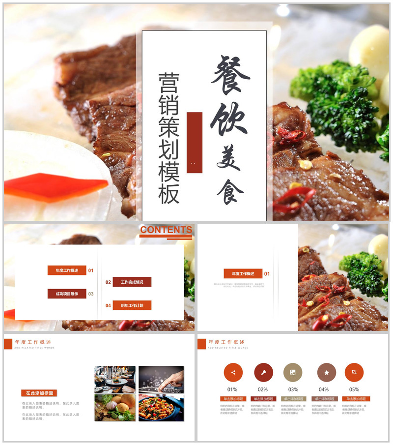 餐饮美食大气西餐美食营销推广策划PPT模板