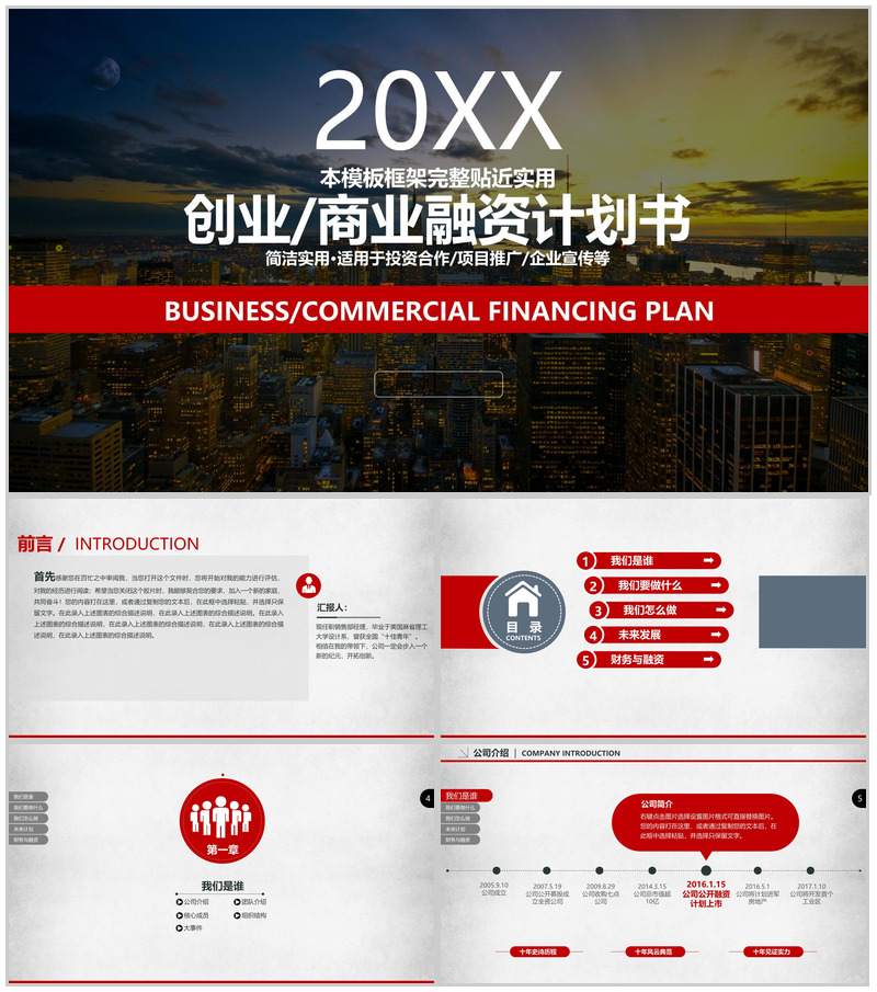 创业商业融资计划书PPT模板