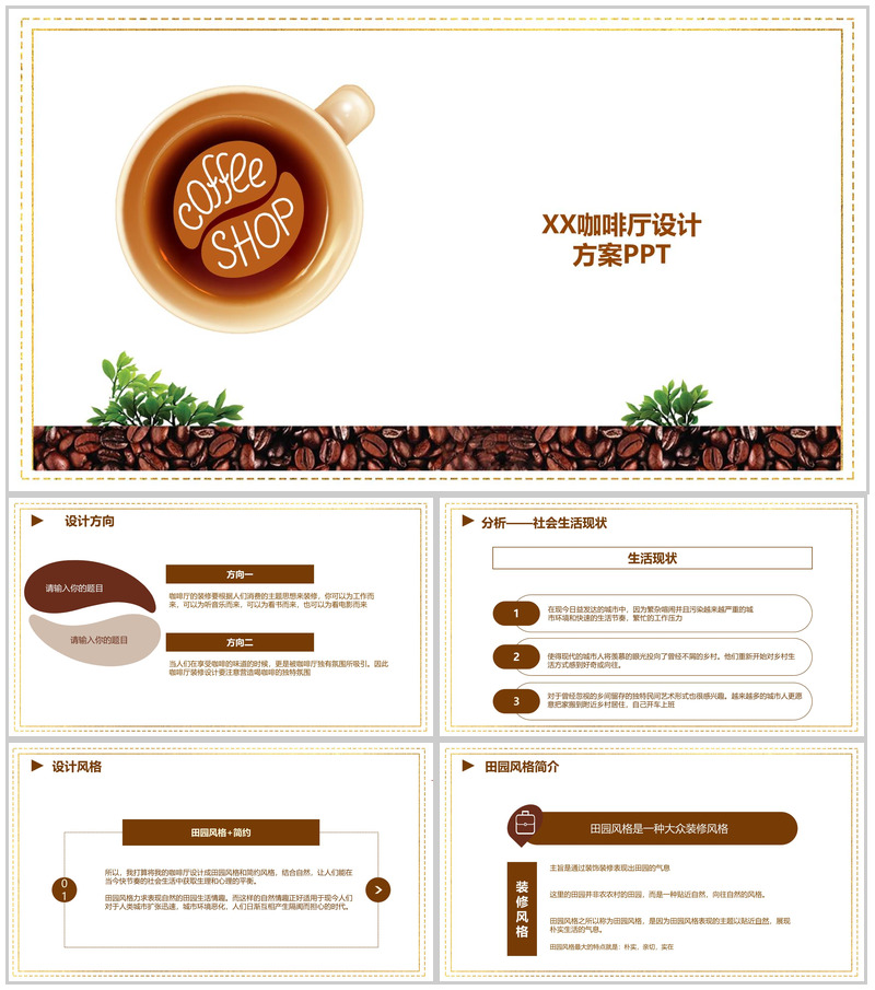 分享幸福传递真诚！XX咖啡厅创业设计方案PPT模板
