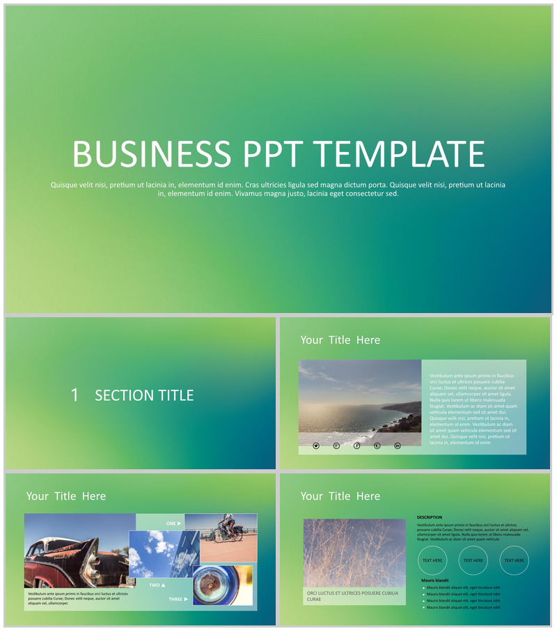 绿色渐变大气欧美商务商业计划书工作总结汇报PPT模板