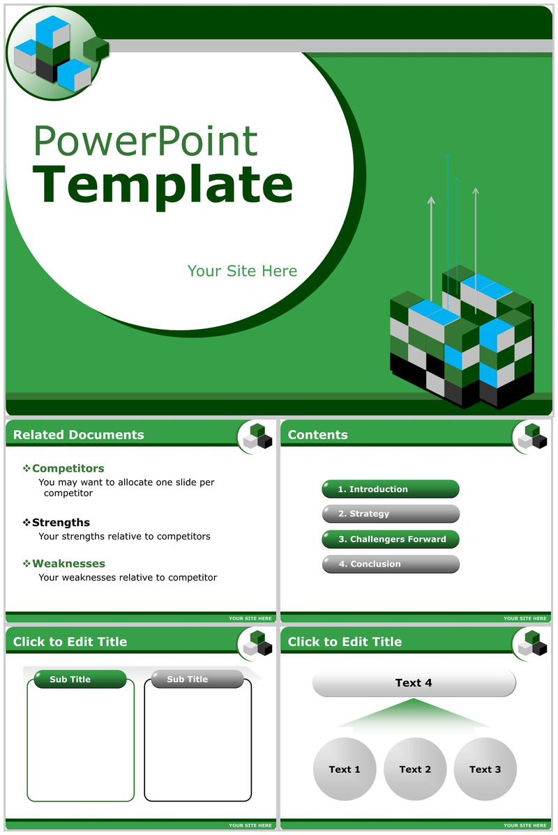 绿色实用简约图表商务PPT模板