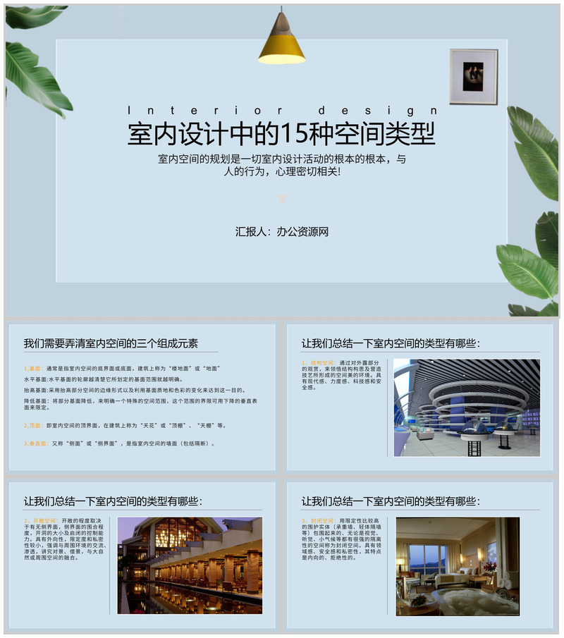 浅谈室内设计中的15种空间类型PPT模板