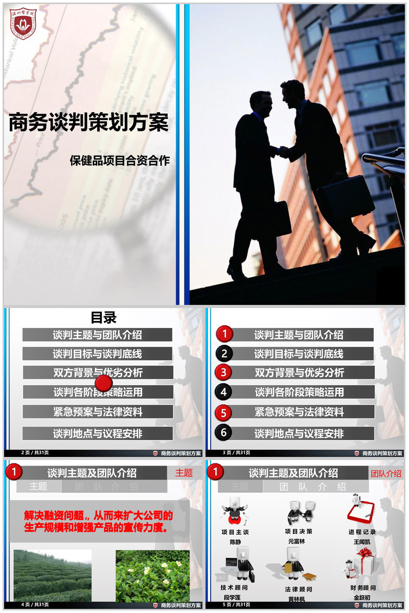 商务谈判策划方案项目实施计划方案可行性分析PPT模板