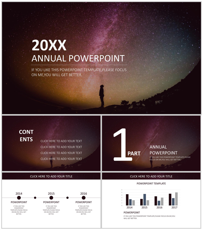 项目策划简约大气浪漫星空PPT模板