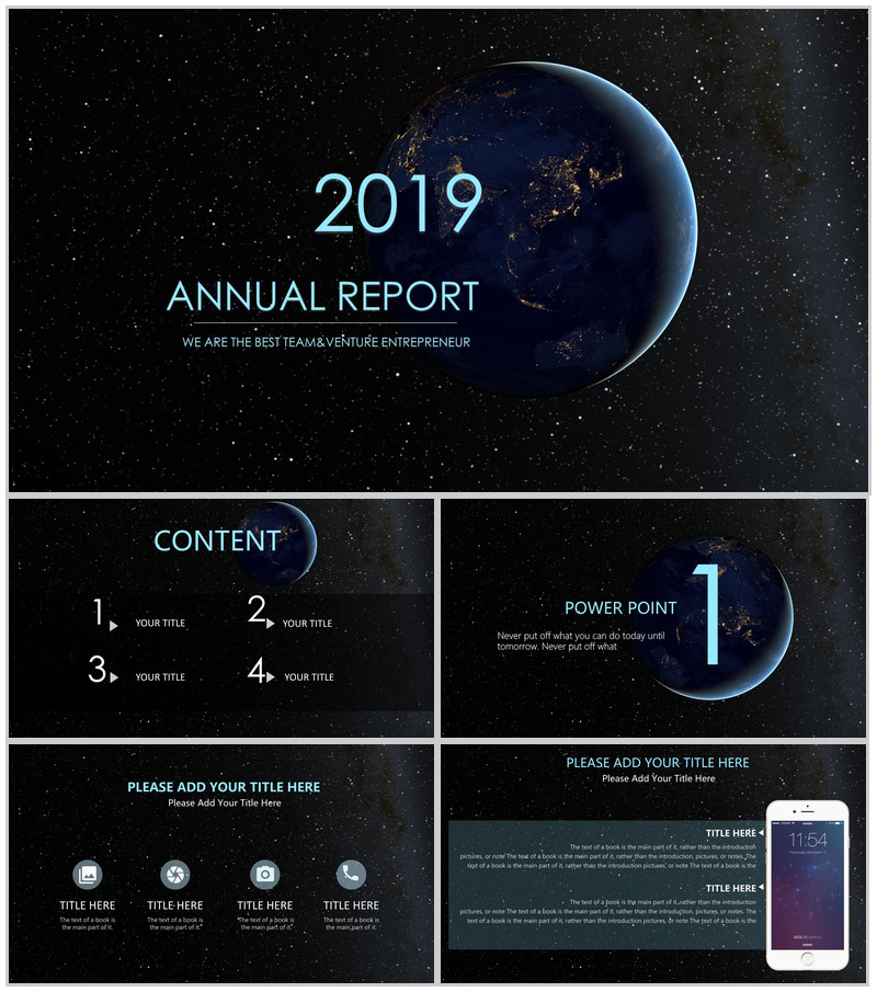 月球欧美商务风总结汇报企业规划PPT模板