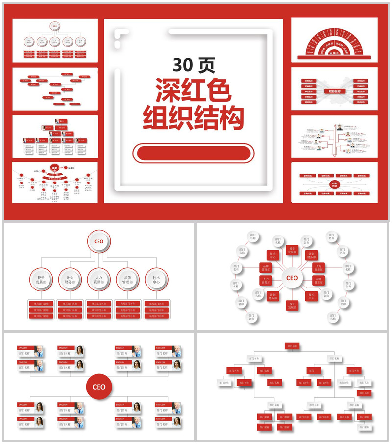 动态公司组织结构图PPT模板