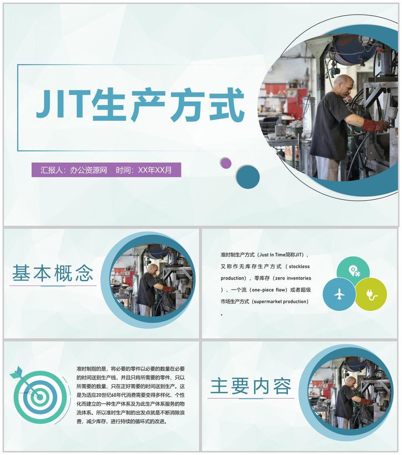 丰田公司JIT准时制生产方式JIT核心内容培训介绍PPT模板
