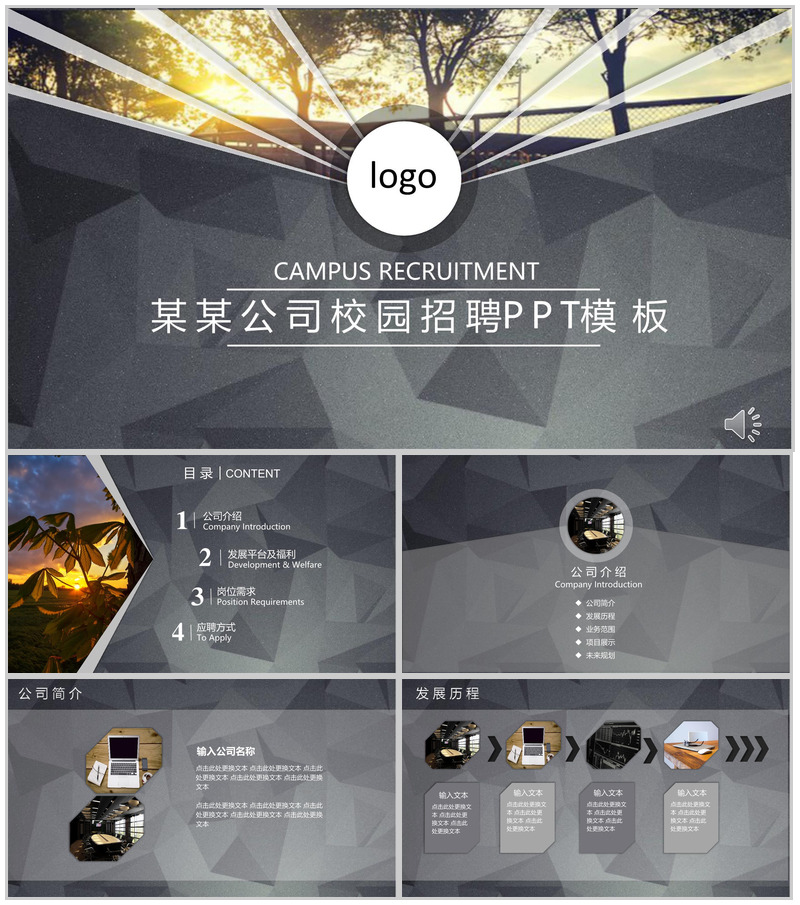 灰色商务企业介绍宣传公司校园招聘会PPT模板