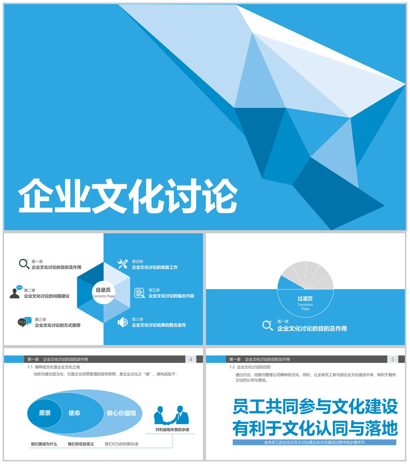 唯美清新商务企业文化管理活动理念讨论学习心得PPT模板