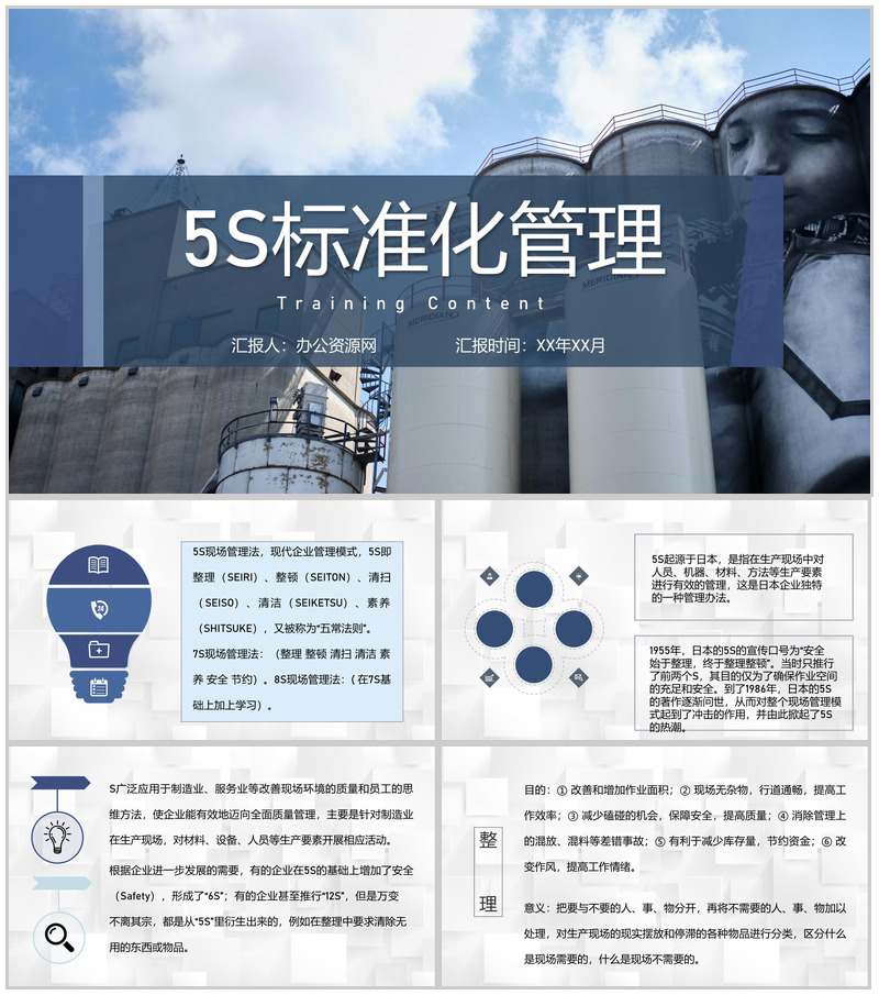 物流企业5S现场管理办公室卫生管理基本概念PPT模板