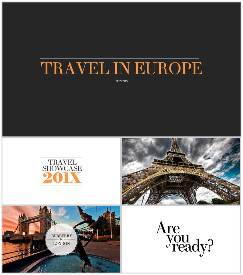 欧美风旅途相册PPT模板