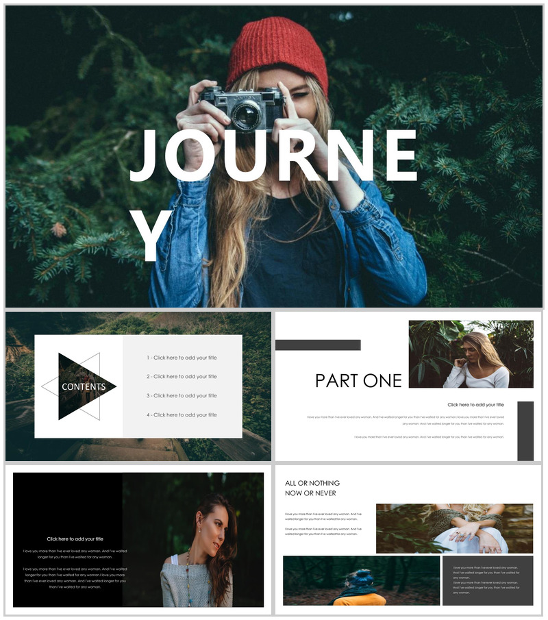 欧美杂志风时尚摄影素材相册作品集PPT模板