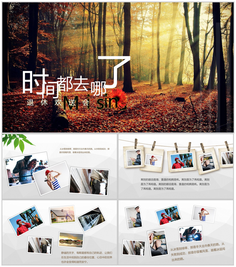 时间都去哪了退休欢送会纪念相册PPT模板