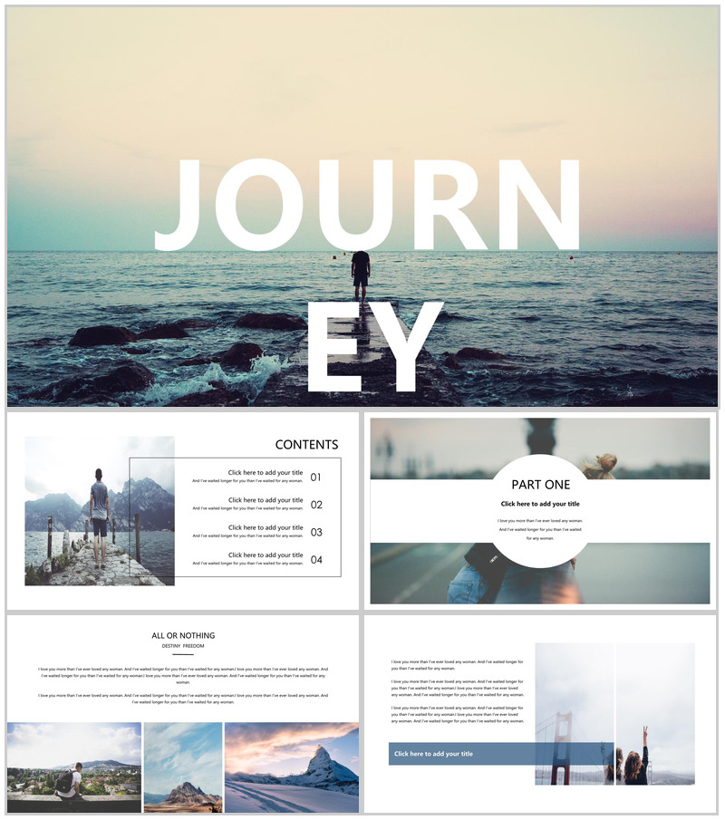 时尚欧美风欧美旅行旅途景点介绍画册纪念PPT模板