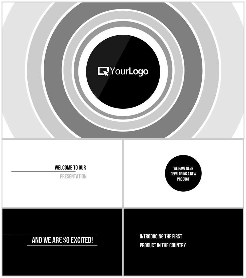 黑色酷炫快闪动画动态视频介绍PPT模板