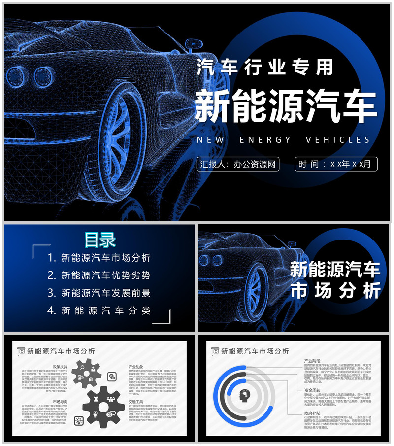 新能源汽车的优点缺点市场分析优势和劣势发展前景现状及趋势PPT模板