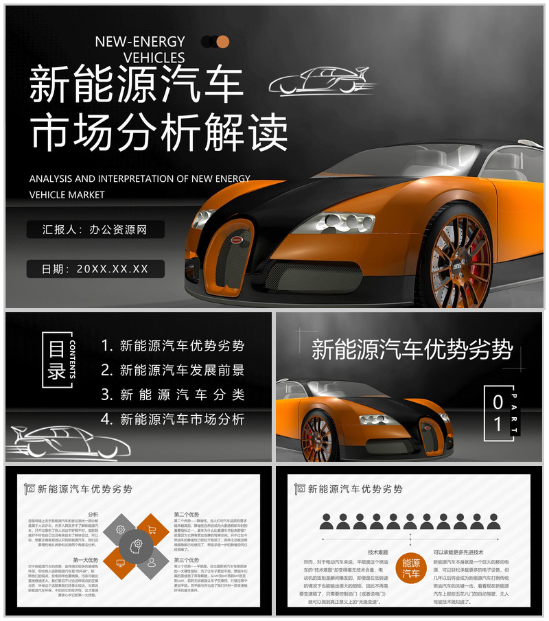 新能源汽车的优势和劣势缺点发展现状发展前景及趋势市场分析PPT模板